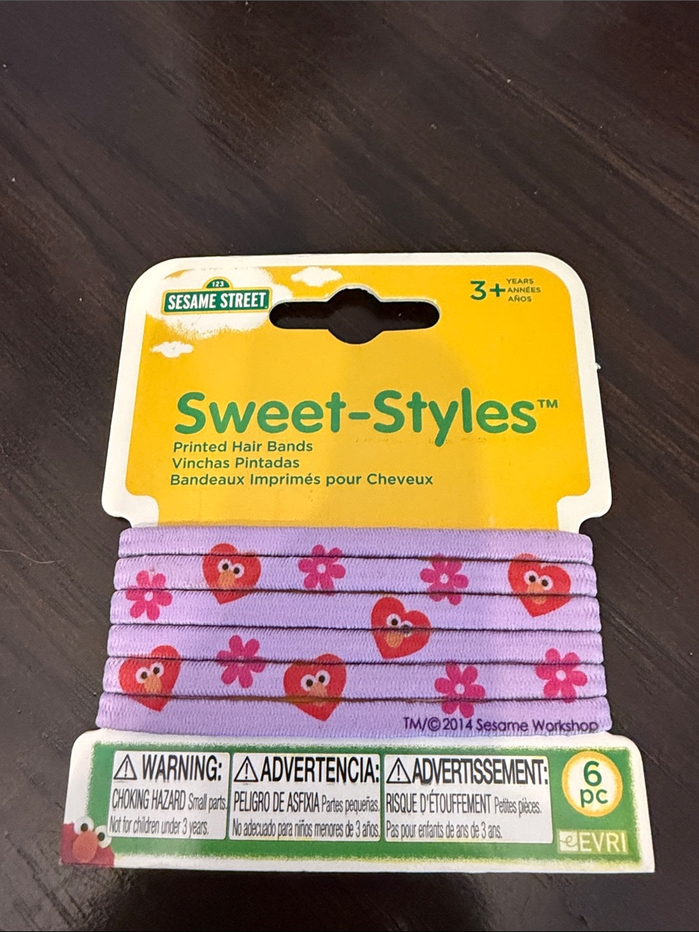 Sesame Street Purple Hair Bands with Red Hearts and Pink Flowers